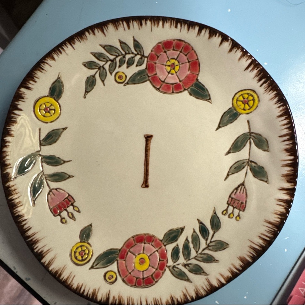 Floral Decorative Plate with Initial